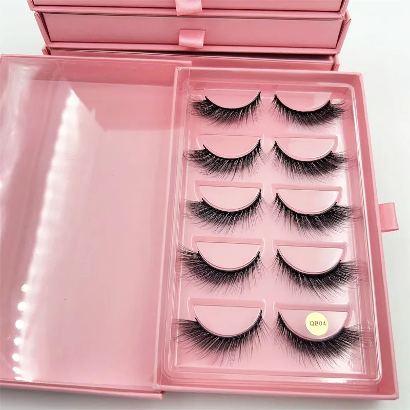 5 pairs /Boxes Cat Eye contour faux mink Fox Eyelash Dramatic Fake Eyelashes with Personalized