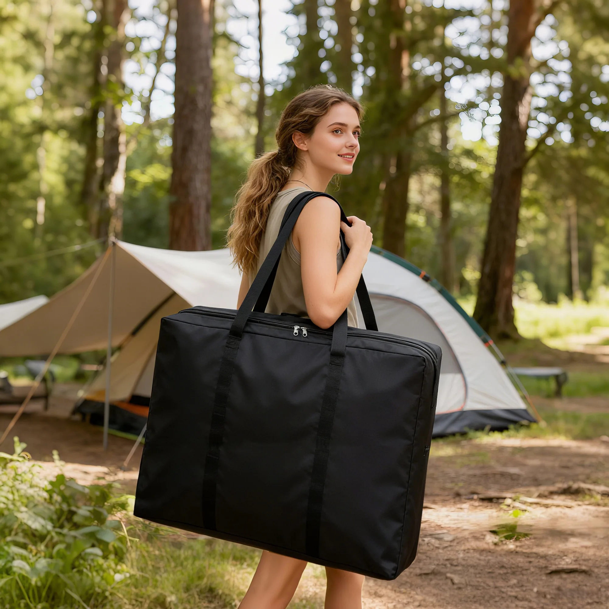 420d Oxford Fabric Portable Folding Table Storage Reinforced Handle Large Multi Use Picnic Cushion Pouch Black Grey Color Option