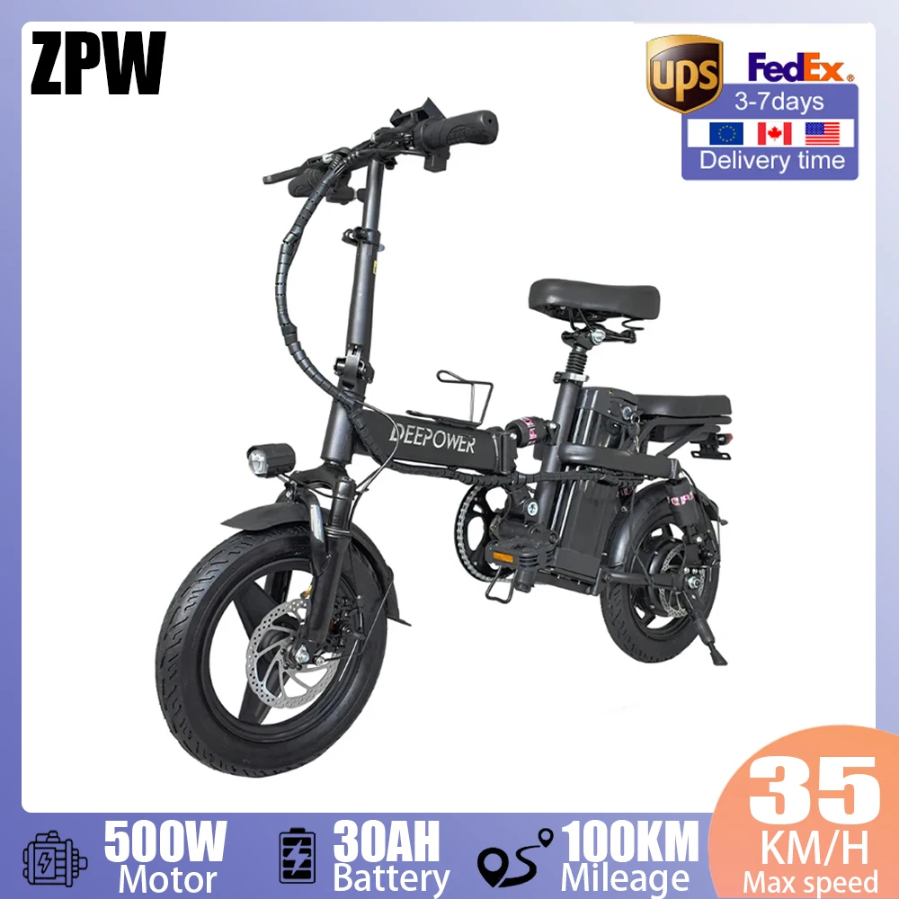 ZPW Ebike K300 400W 48V 30AH Adult Fat Tire electric bike Folding  Electric Bicycle City Commuter Electric Bike Urban Ebike