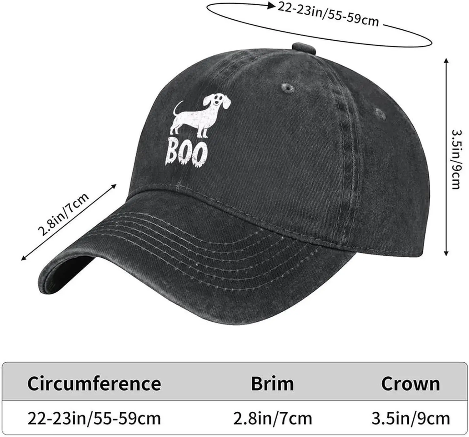 Такса Боу Собака Хэллоуин Бейсболка Полиэстер Регулируемая Повседневная Кепка для Мужчин Женщин