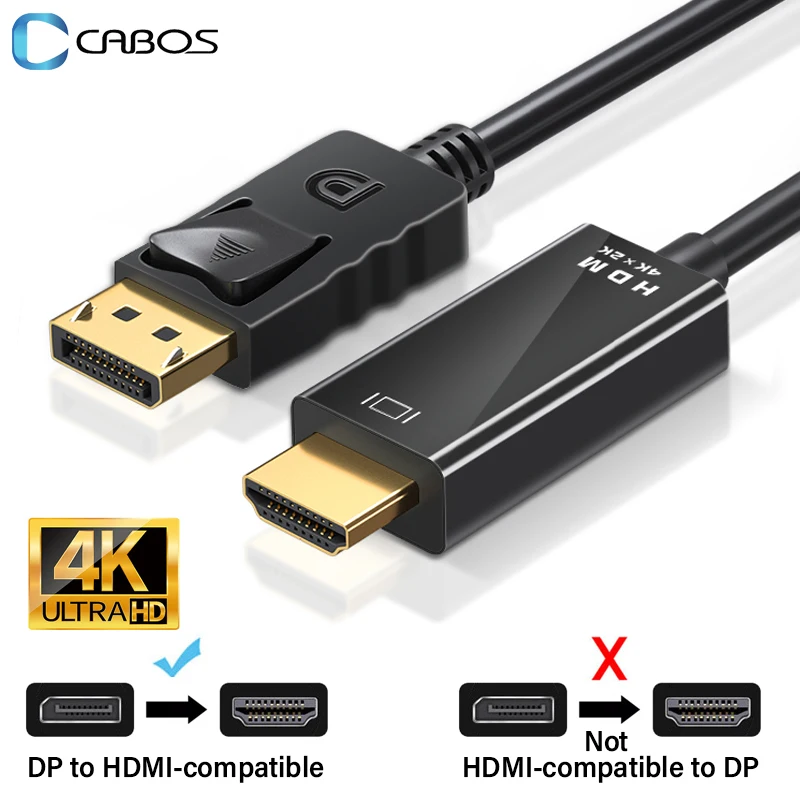 DisplayPort para HDMI-Compatível Video Audio Converter, Cabo Adaptador Display Port, DP para Laptop, Projetor, PC, TV, Monitor, PS3, 4K, 2K