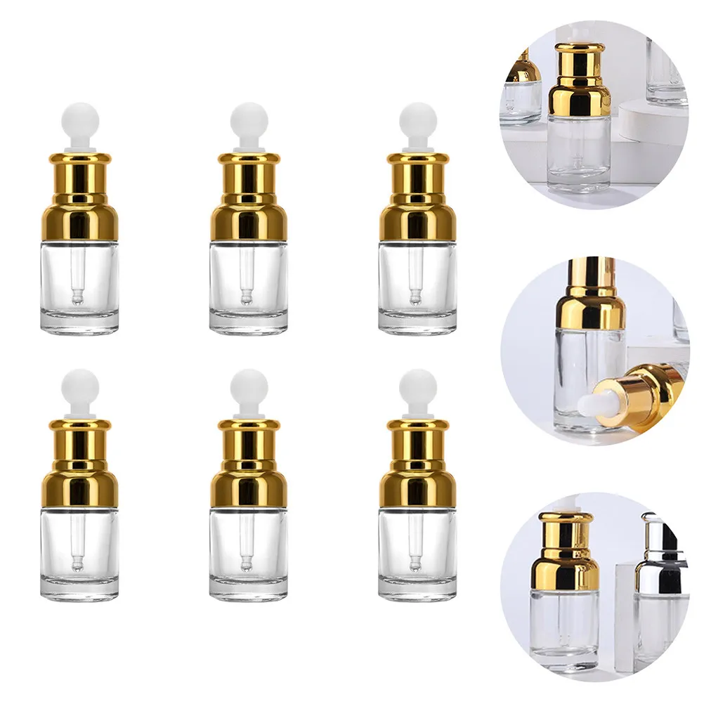 6Pcs Glass Dropper Bottle Dispenser Refillable Chic Design Lightweight Compact for Essential Oil Perfume Massage Oil