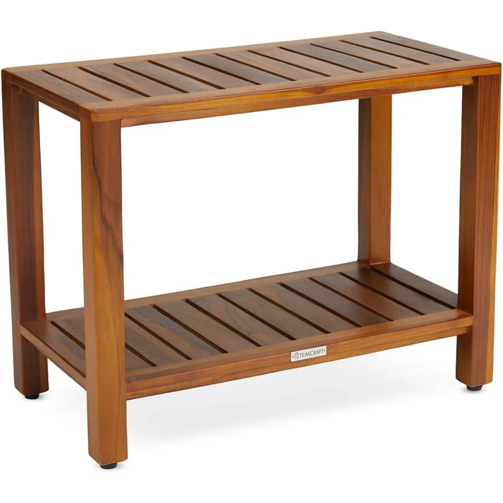 Teak Shower Bench 24 Inch For Bathroom, Spa - Fully Assembled, The Eske outdoor bench garden bench banco exterior jardin bancos