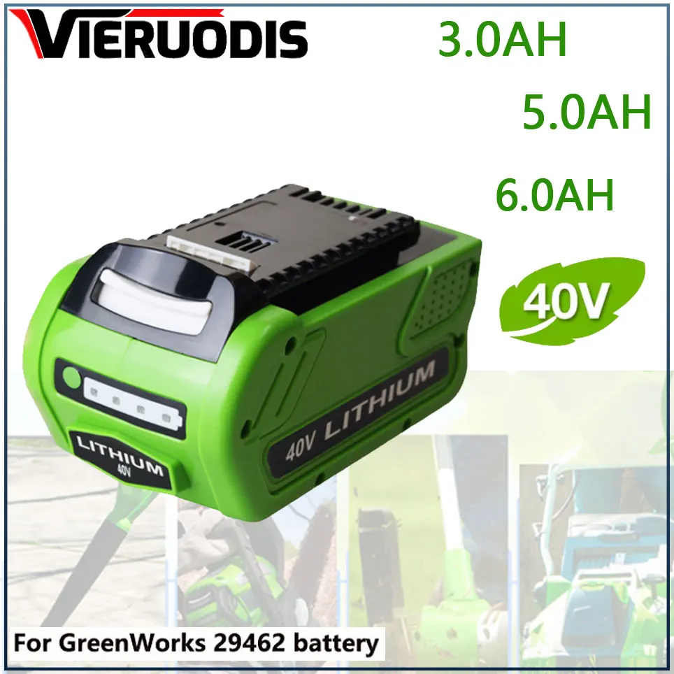 

For GreenWorks 29462 40V 6000mAh Rechargeable Battery For 29462 29472 29282 G-MAX Replacement Lawn Mower Power Tools Battery