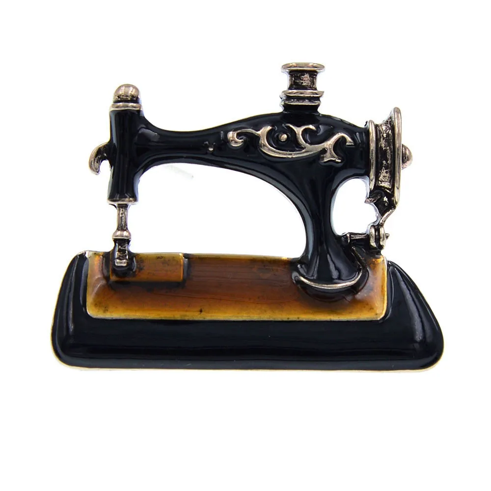 Trendy Rhinestones Sewing Machines Brooches for Women Unisex Pearls Tools Pins Banquets Party Backpack Gifts Jewelry Accessories