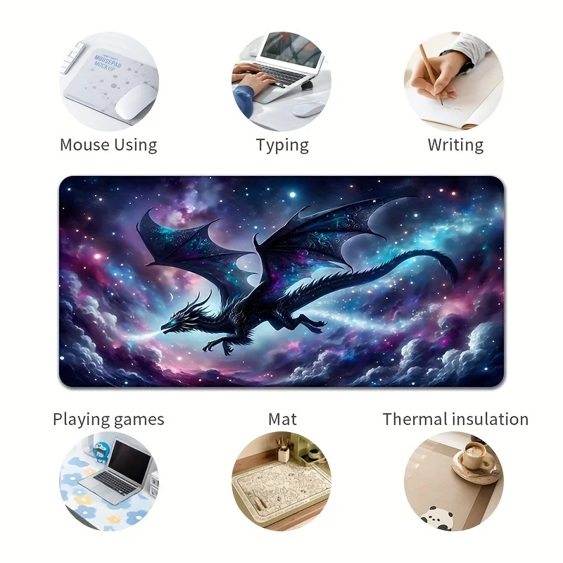 Flying Dragon Oversized Mouse Pad, Premium Non-Slip Rubber Material Precision Lock Stitching for Keyboard Desktop Large Pad