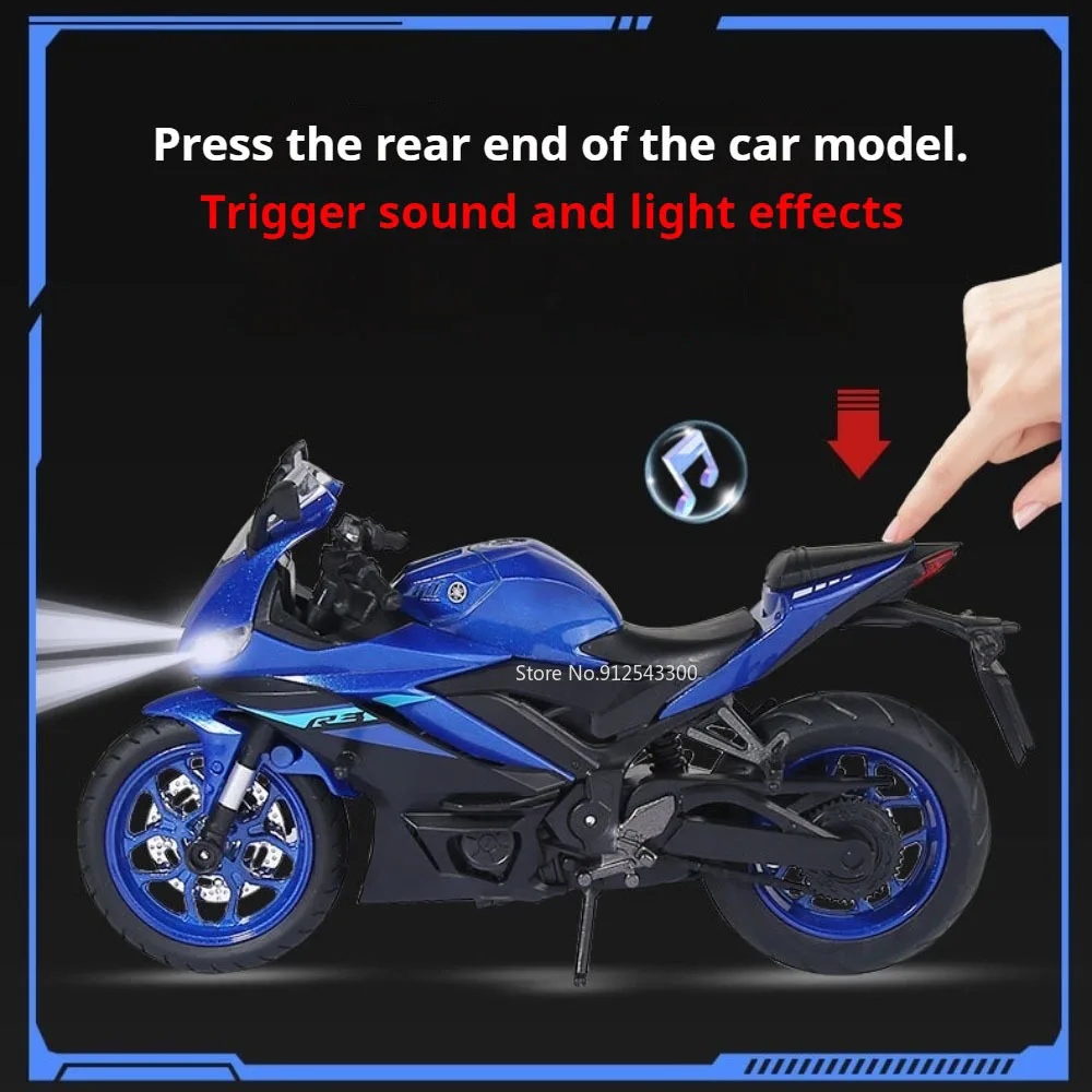 Modèle de moto R3 V-REX, échelle 1:12, voiture jouet, corps métallique, pneus en caoutchouc, liaison, modèles de moteur de direction, jouets de loisirs pour enfants