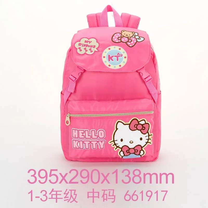 Sanrio-mochila escolar de Hello Kitty para estudiantes, mochila informal de dibujos animados, ligera, de gran capacidad, para niños