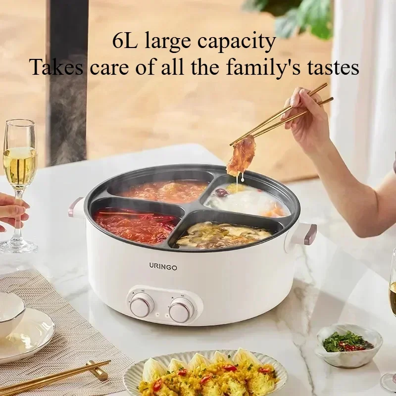 Electric Hot Pot 4-Flavor 220V Multi-cooker Home 6L Large Capacity Multi-Cooker Bbq Electric Kitchen Appliance شوايات كهربائية