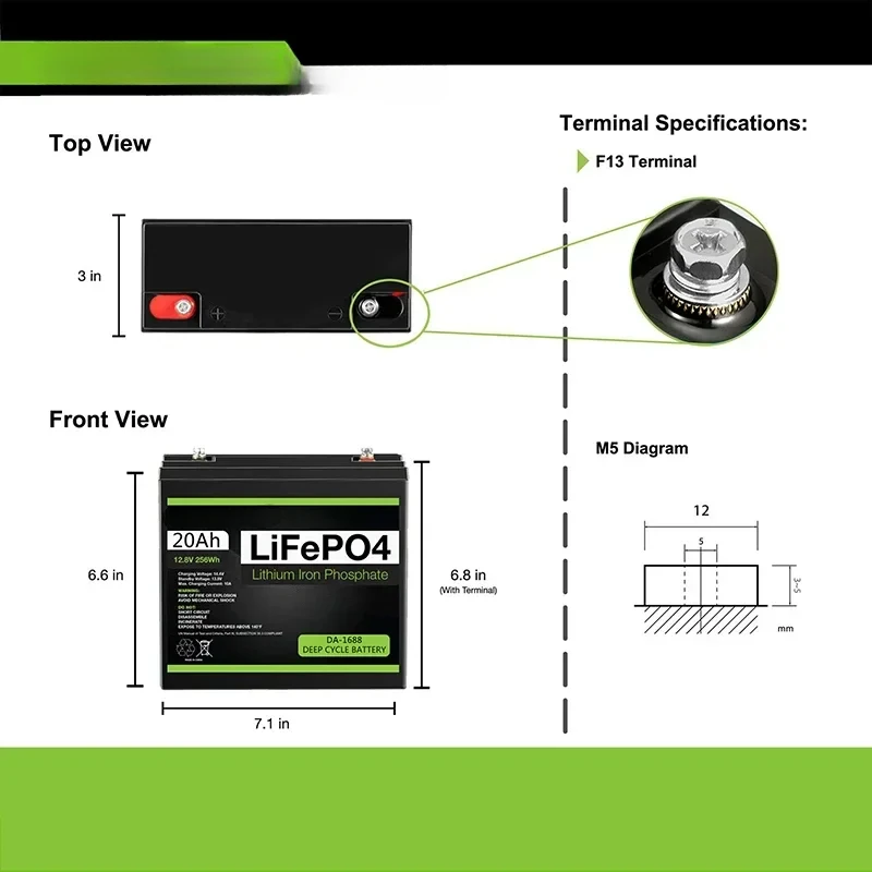 For Kid Scooters Boat Motor  LiFePo4 Battery Lithium Iron Phosphate 12V LiFePo4 Rechargeable Battery