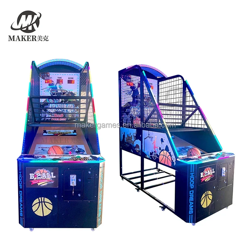 MAKER Indoor kids basketball shooting machine court equipment portable smart crazy arcade shoot basketball machine wholesale