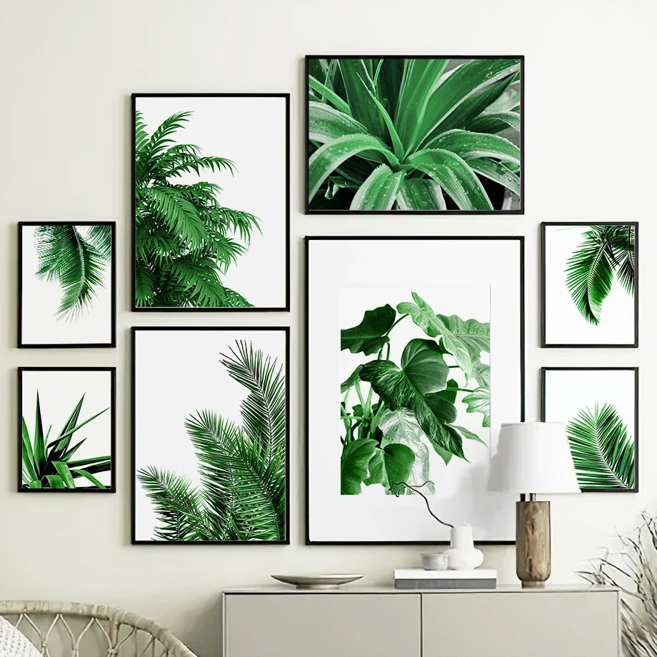 

Tropical Palm Aloe Fresh Green Plants Leaf Canvas Wall Art Nordic Living Room Bar Decor Poster Print Modern Abstract Home Decor