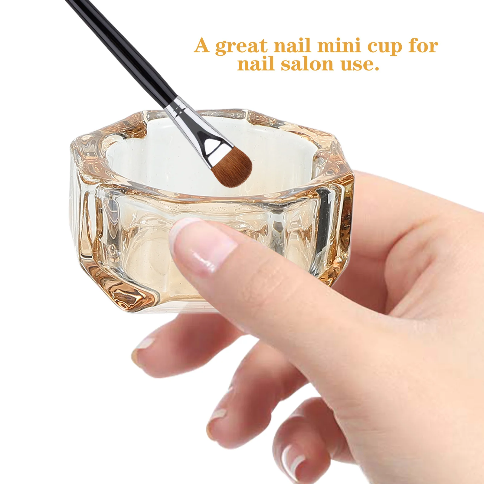 ถ้วยใส่ของเหลวทำเล็บแบบแก้ว ดีไซน์กะทัดรัด สำหรับใช้ในร้านเสริมสวยหรือที่บ้าน อเนกประสงค์ พร้อมฝาปิด อุปกรณ์เสริมสำหรับทำเล็บ