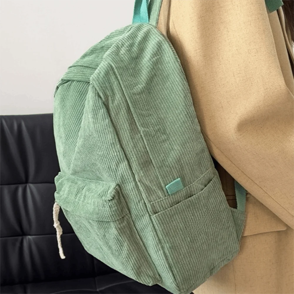 Storage Bag Lightweight Corduroy Backpack Harajuku Solid Color Students School Bag Korean Style Ulzzang Students Daypack Kids