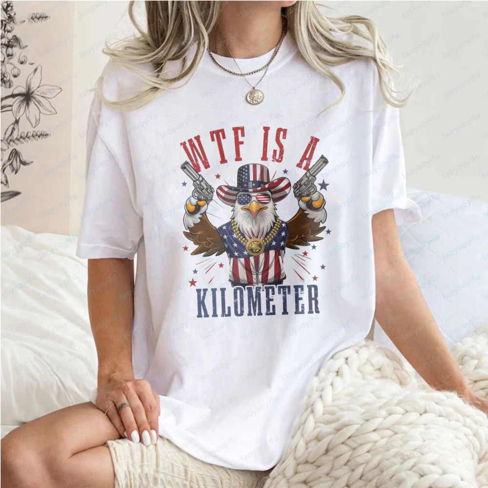 

Independence Day Casual Cotton Tshirt Anti Metric Eagle Design Tee Patriotic Women Tops Funny Fashion Streetwear Retro Clothes
