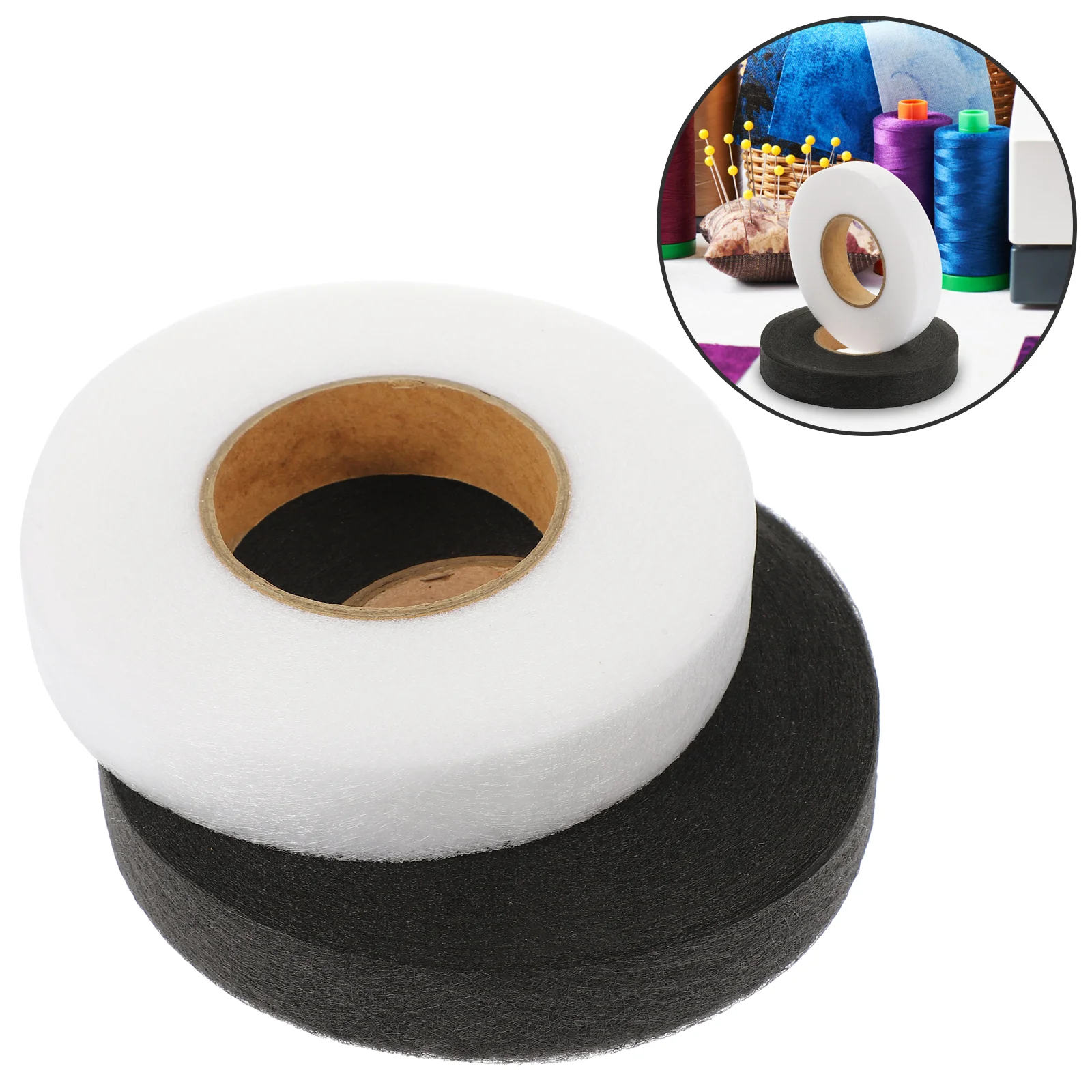 2 Rolls Clothing Adhesive Interlining Fabric Tape Hemming for Clothes Pants Fusible Non-woven Iron Curtain Sew