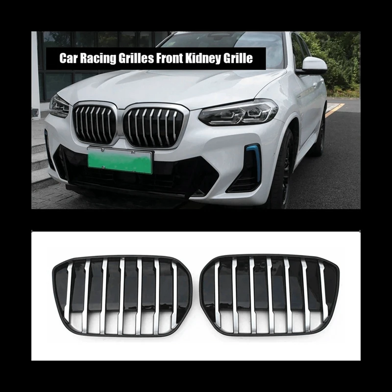 Car Front Grille Fog Lamp Frame Decorative Sticker Car Accessories Black & Silver Tail Rear Lip Spoiler For BMW IX3 2022