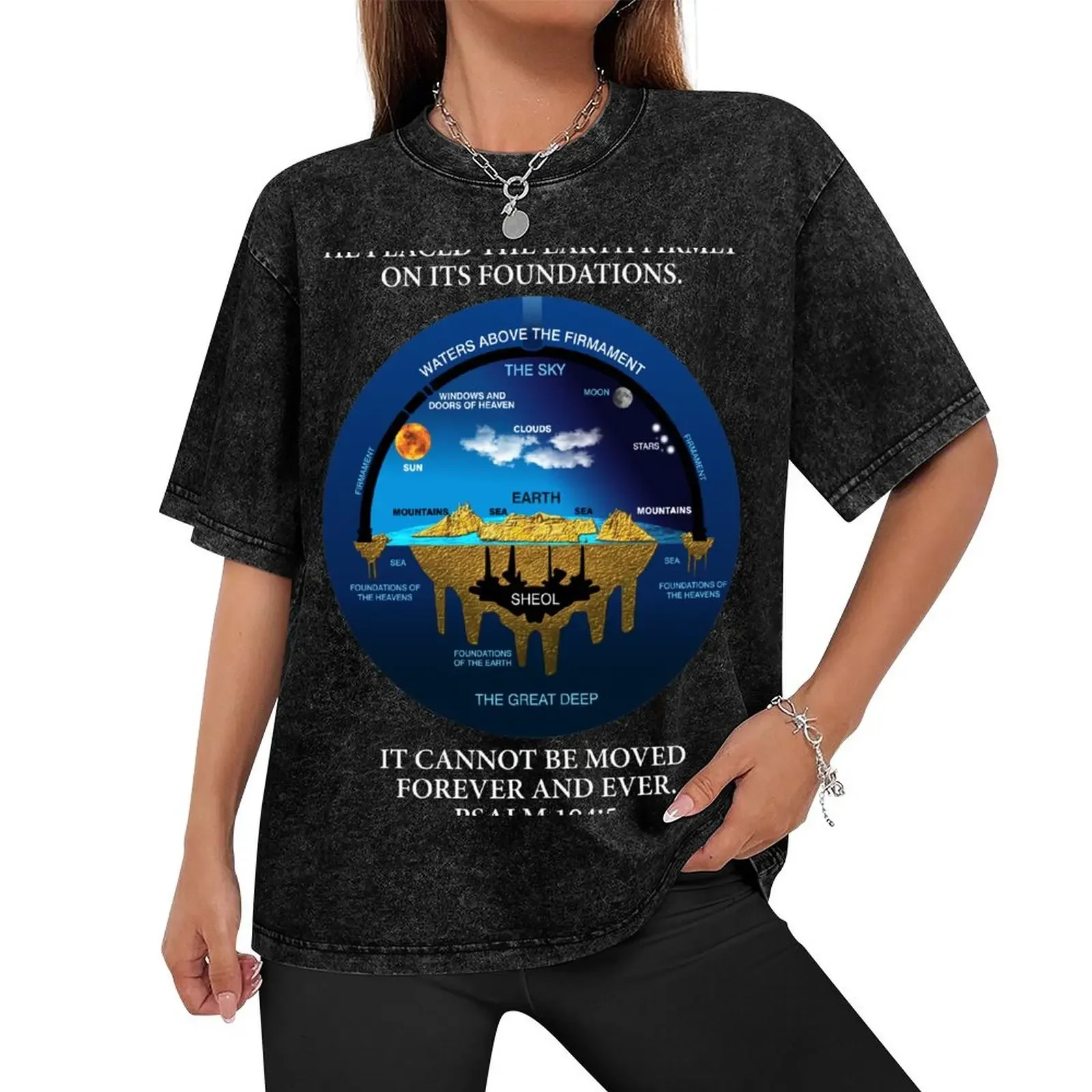 Psalm 104:5 Flat Earth Anceint Hebrew Cosmology T-Shirt graphics korean fashion sublime t shirts for men pack