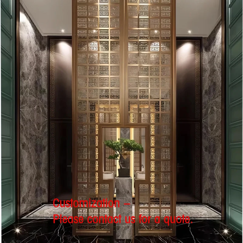 custom.Customized Laser Cutting Carved Metal Grille Mesh Partition Wall Apartment Hotel Lobby Decor Stainless Steel Screen D