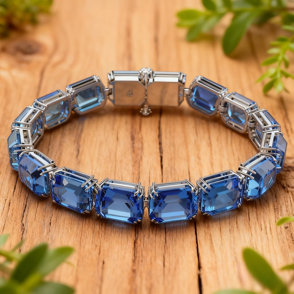 

2025 New Elegant accessories New Deep - nail - rod Tech Colored - layer Precious - stone Bracelet, Gradient - cut Luxury Jewelry