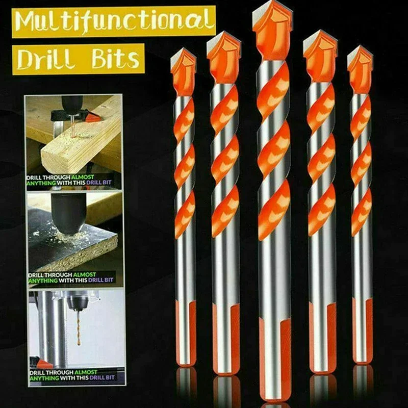 3/4/5/6/8/10/12mm Triangle Twist Tile Glass Drill Bits Set for Masonry Wood Ceramic Concrete Marble Wall Brick Hole Opener