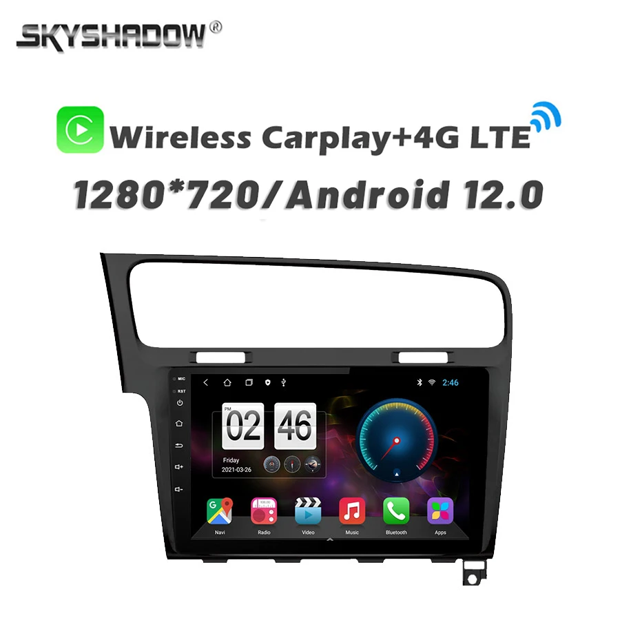 720P 360 Camera 4G SIM Carplay 8G+256G Android 13.0 Car DVD Player GPS  WIFI Bluetooth Radio For VW Golf 7 2013-2017 Black Silve