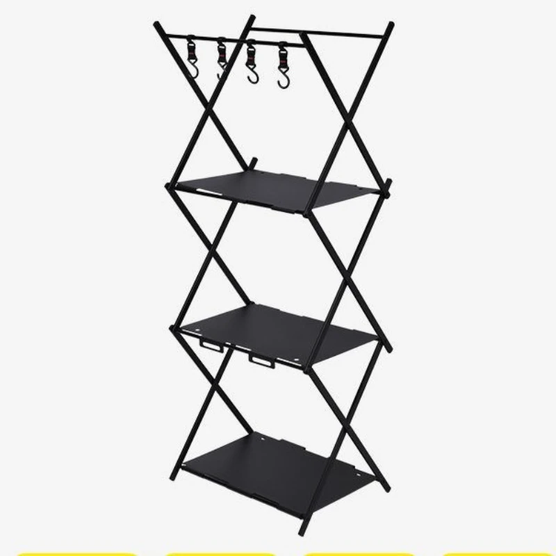 

Outdoor folding multi-layer shelves, portable storage