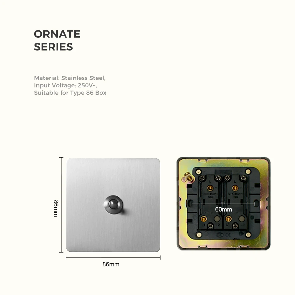 Avoir Silber Kippschalter mit Platten 1–4 Gang 2-Wege-Wandschalter für Häuser, Steckdosen, 220 V, EU-Drucktaster,lichtschalter,wandpaneele,treppenbeleuchtung,taster schalter,dimmer schalter,elektrische steckdosen,wand