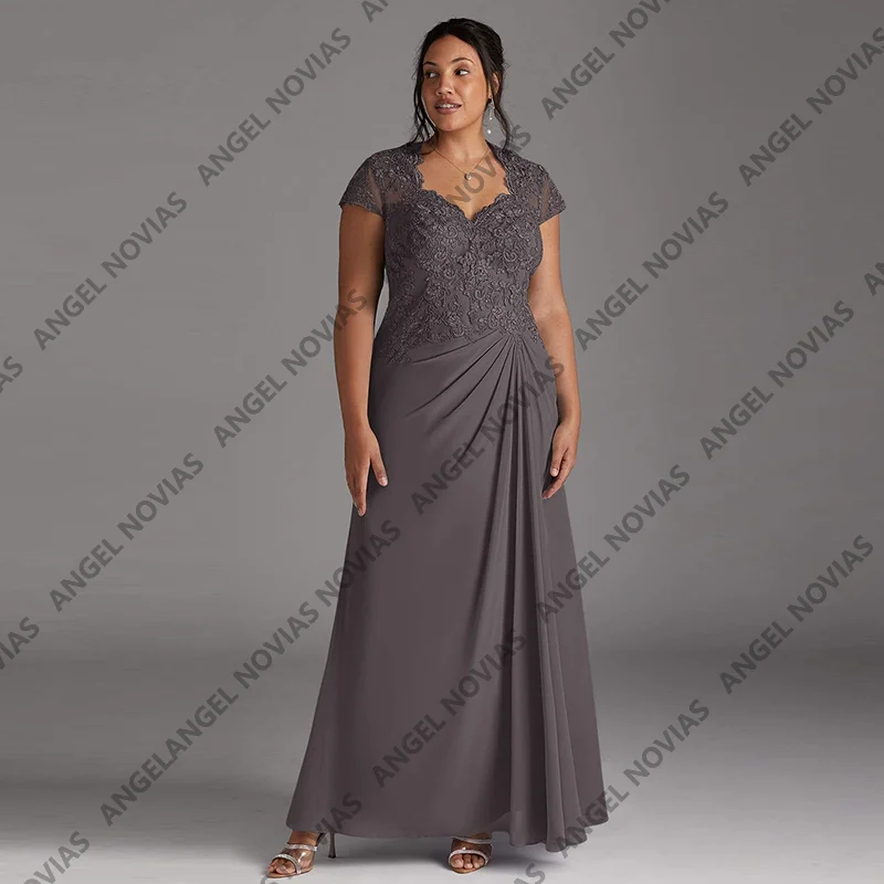 

Plus Size Grey Mother of the Bride Dresses Customized Wedding Party Guest Dress Vestido Madre Del Novia