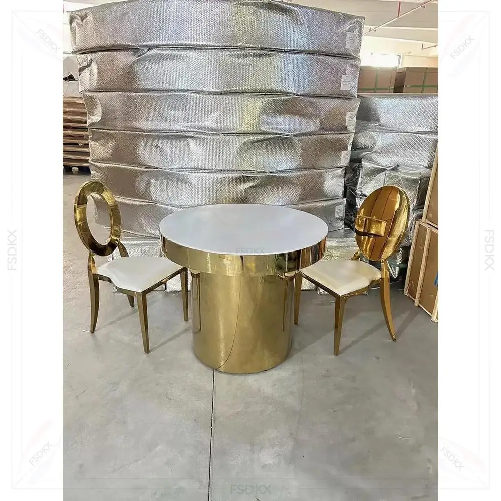 FSDKX Stainless Steel Base with Tempered Glass Surface Wedding Restaurant Cake Table Furniture for Hotels