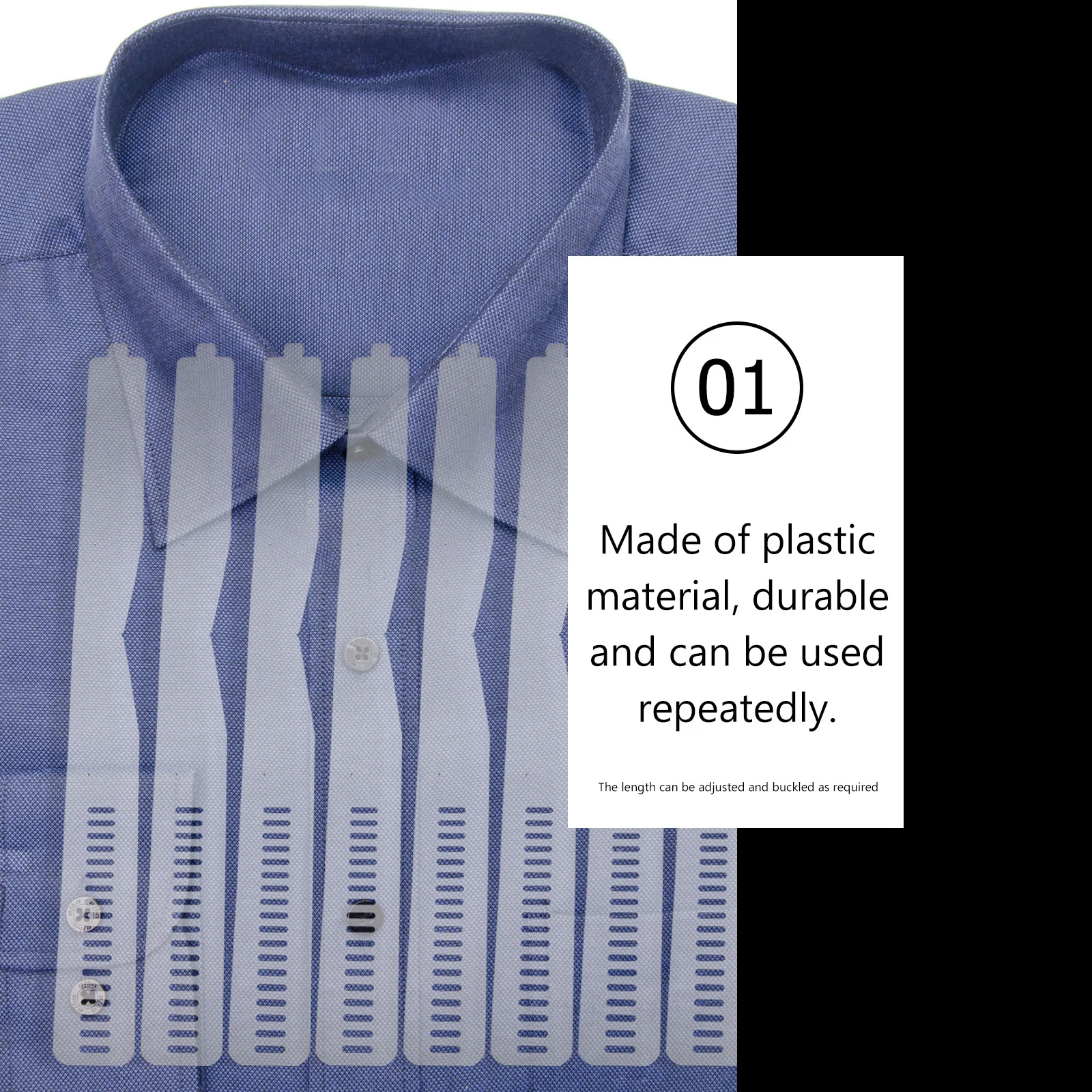 100 pçs tiras de colarinho de camisa ferramentas de fixação de plástico ajustável transparente durável blusa acessórios tiras de suporte de colarinho
