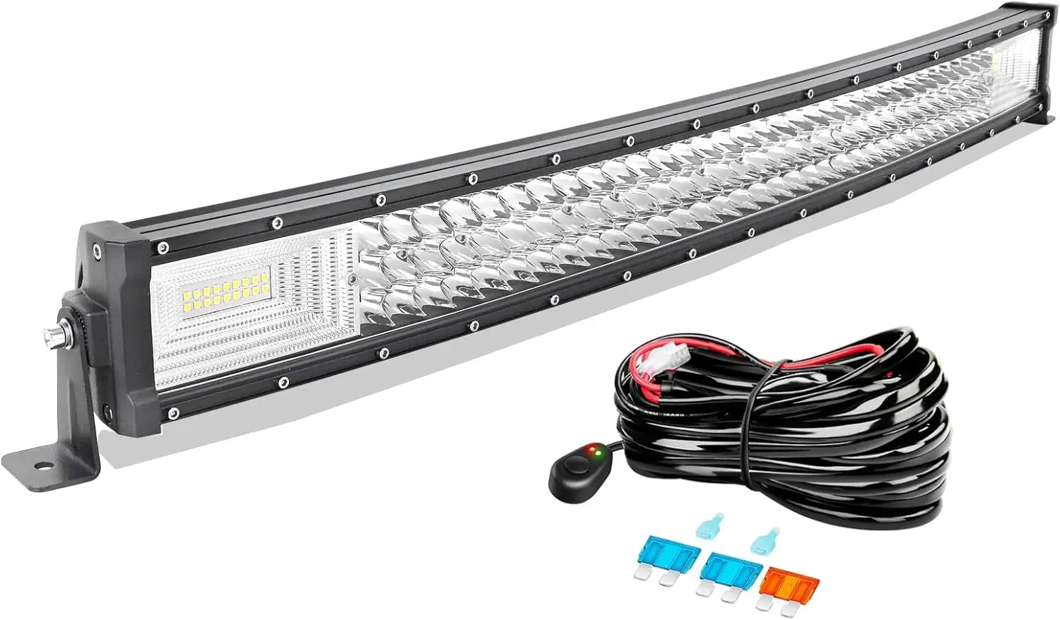 

32 inch 405W Curved LED Light Bar Triple Row Spot Flood Beam with Wiring Harness for Trucks Tractor 4X4 Boat Off Road Fog