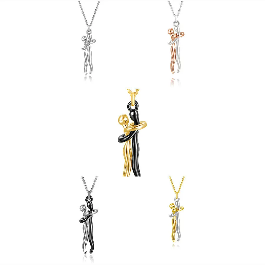 New Creative Couple Embrace Necklace Women\'s Fashion Collarbone Chain Passionate Couple Necklace Decoration Gift
