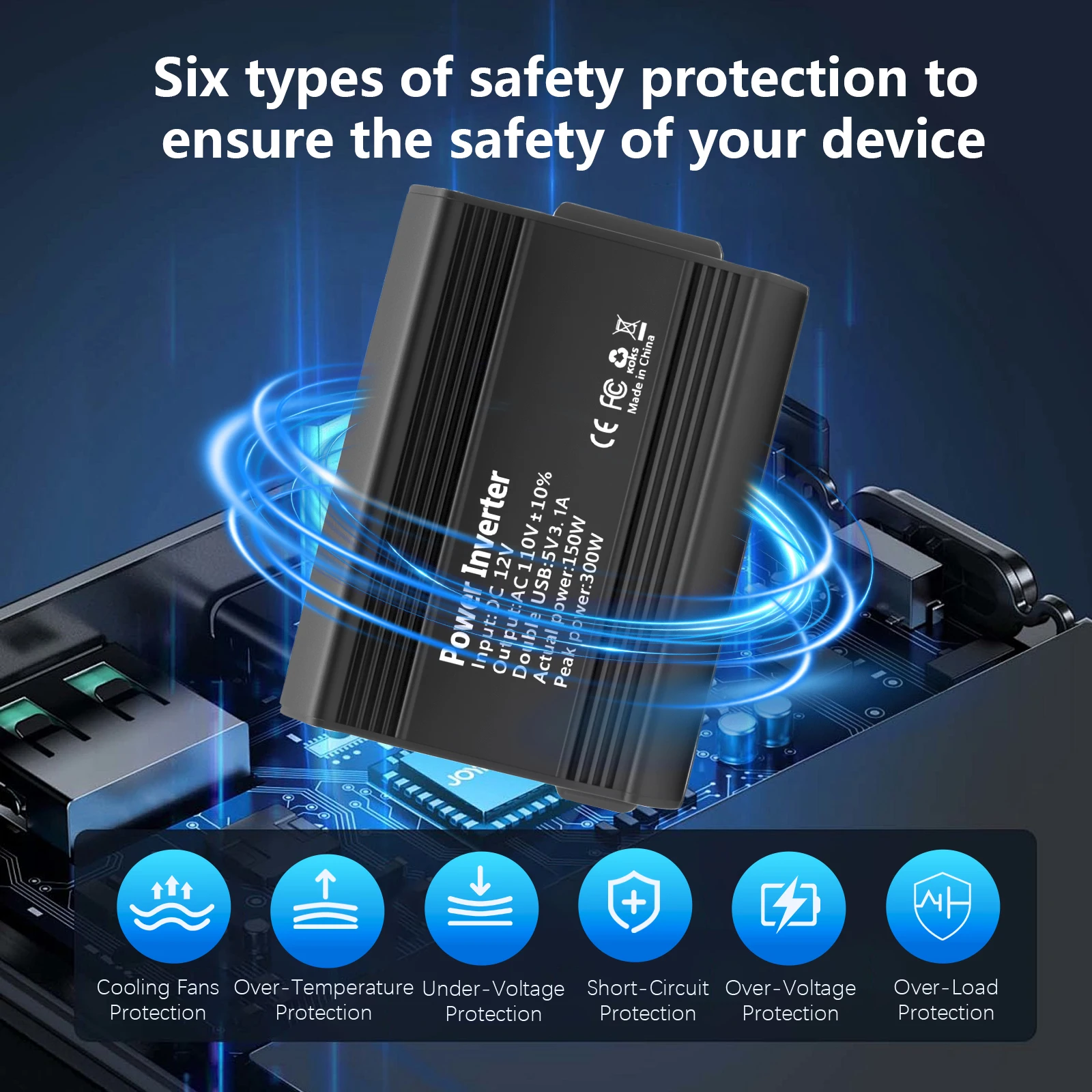 تيار مستمر 12 فولت إلى 110 فولت التيار المتناوب سيارة العاكس 300 واط تيار مستمر إلى التيار المتناوب محول طاقة محول أوتوماتيكي مع مقبس الولايات المتحدة المزدوج USB الولايات المتحدة التوصيل