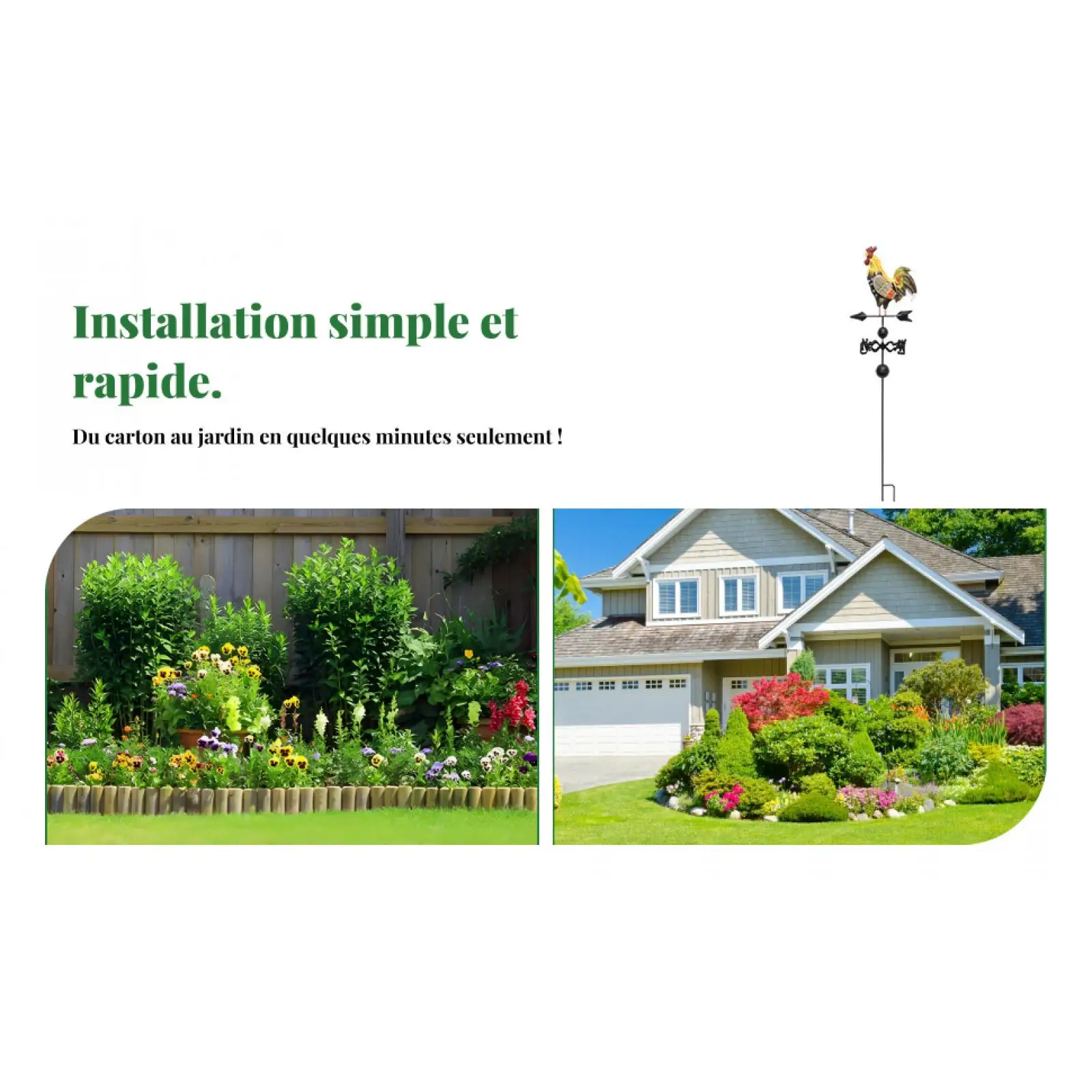 Iron Rooster Weather Vane Wind Indicator Garden Art Decor Large Outdoor Metal Decoration for Farmhouse view 4