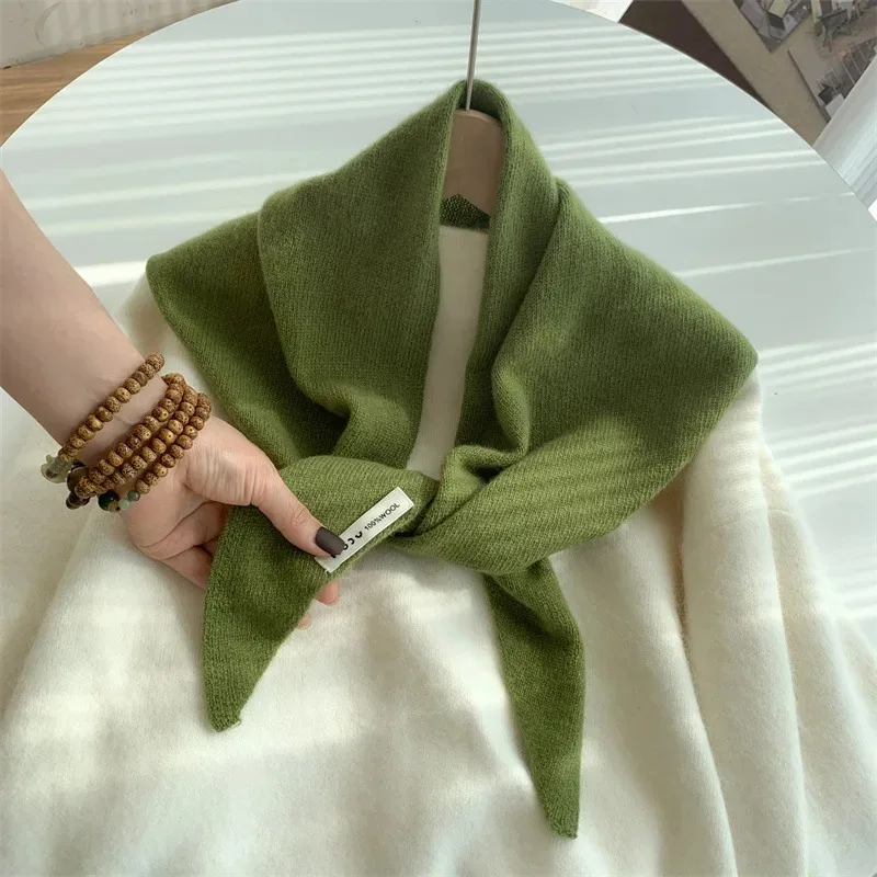 Koreanischer Streifen-Dreiecksschal aus 100 % Wolle, dreieckiger Schal für Männer und Frauen, britisches Nischen-Kopftuch, gestrickt, multifunktionaler warmer Schal – Detail 26