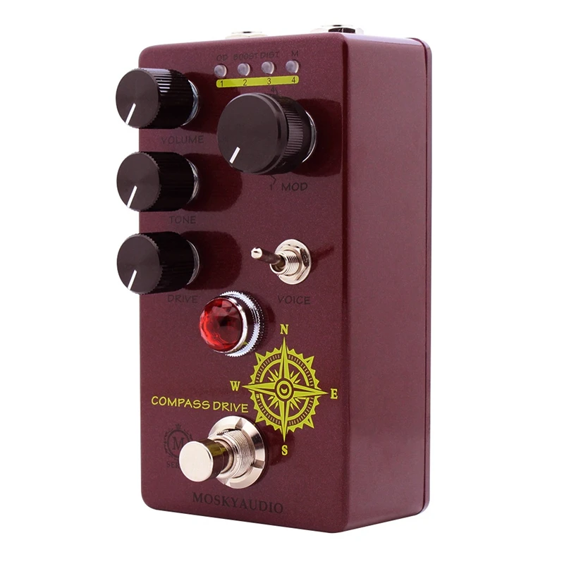 MOSKY COMPASS DRIVE pedal de guitarra, alta ganancia, distorsión, sobrecarga, efectos de guitarra eléctrica, interruptor de frecuencia alta y baja, 4 modos