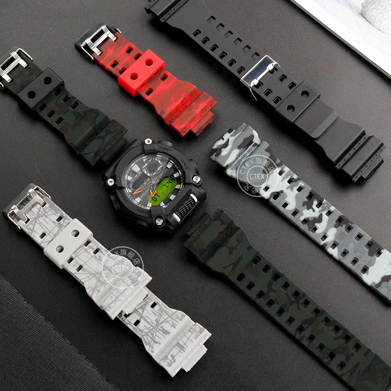 16mm Silicone Watchband For Casio G-Shock GA-110 GA-100 GA-120 GA-900 Camouflage Rubber Waterproof Men Watch Strap Bracelet