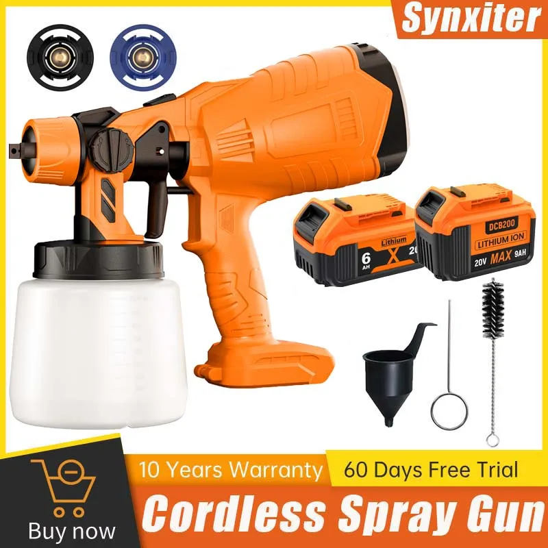 

Электрический краскопульт Synxiter для аккумулятора DEWALT 18В, перезаряжаемый, с 2 насадками, для покраски автомобилей и дома, электроинструмент