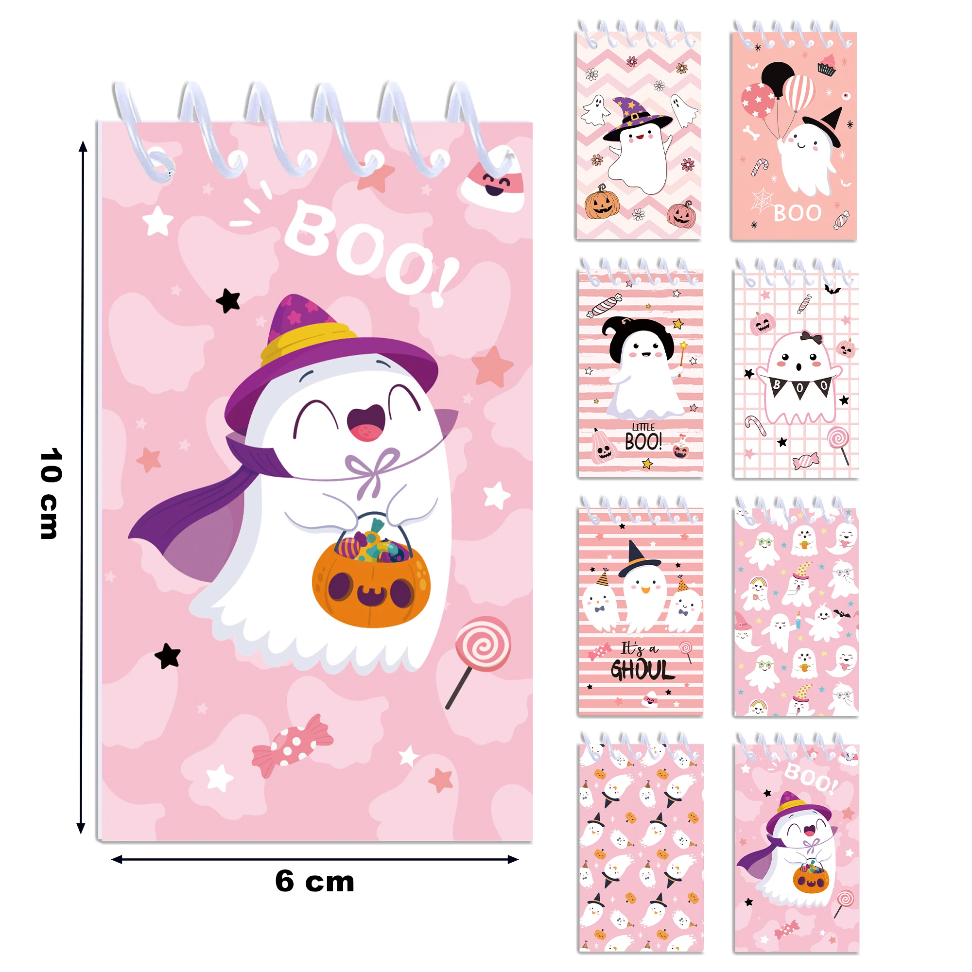 8/16/24/32pcs Halloween Spiral Pocket Notebook Portable Mini Memo Pad Coil Booklet For Holloween Party Stationery School Diaries