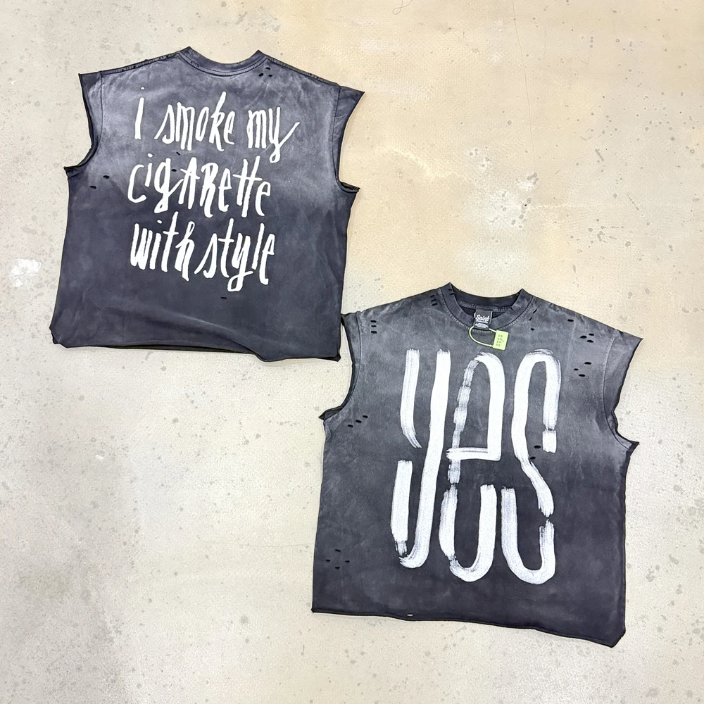 

Yao Fashion Streetwear Loose Band Punk Retro Vintage High Street Casual HipHop Men Tops Tee Tank Cleanfit Style Vest For Men