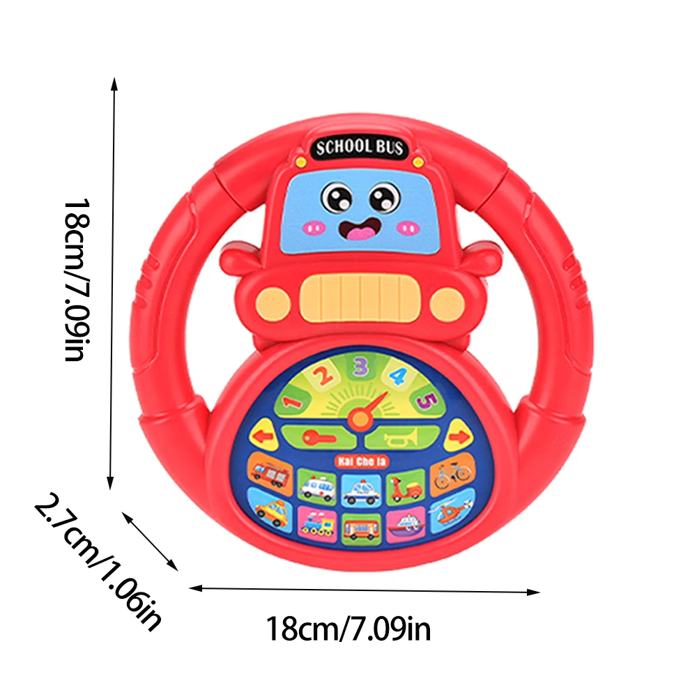 Mini Simulated Cartoon Style Car Steering Wheel 360° Rotation Driving Traffic Kniwledge Sound Effect Strong Suction Cup Kid Toy