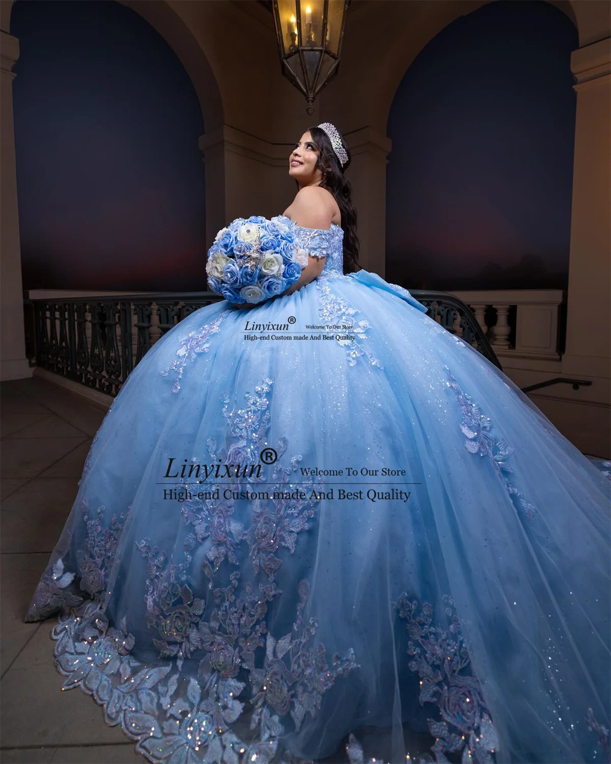 Vestido De quinceañera De princesa con apliques, vestido De baile De princesa con lentejuelas De encaje, tren dulce De cumpleaños, 16 Vestidos De 15 XV Años