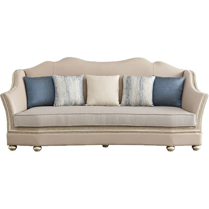 American Style Light Luxury Villa Sofa Set: Living Room Furniture All Solid Wood Three-Seater First-Layer Cowhide Furniture