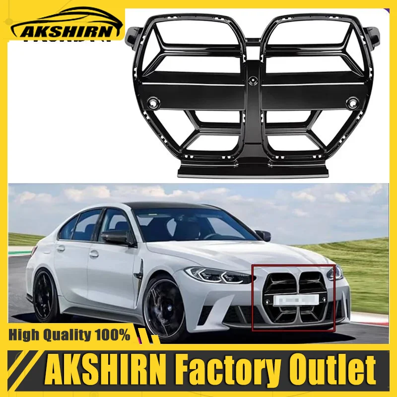 Front Bumper Grille For BMW G80 M3 G82 G83 M4 2021 2022 2023 CSL Style Front Hood Kidney Grill Carbon Fiber Look Glossy Black