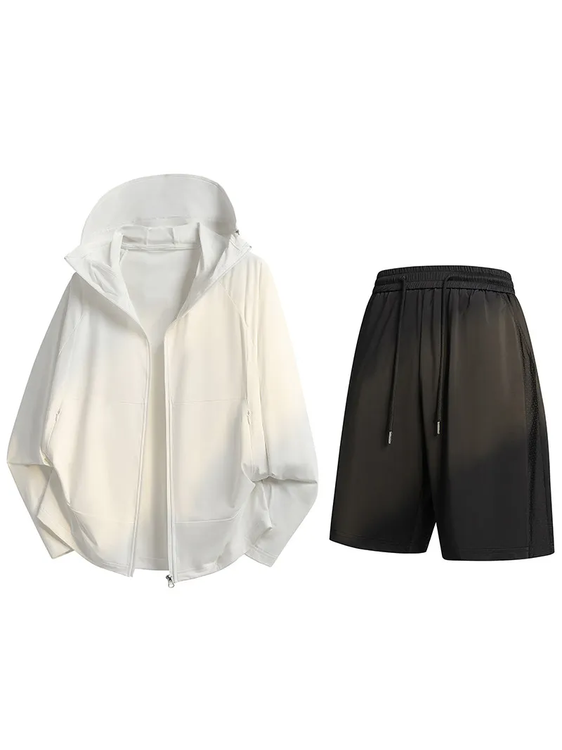 

Мужская летняя новая легкая дышащая одежда для занятий спортом на открытом воздухе, защита от солнца, комплект с капюшоном, отпугивающий комаров, повседневный универсальный комплект