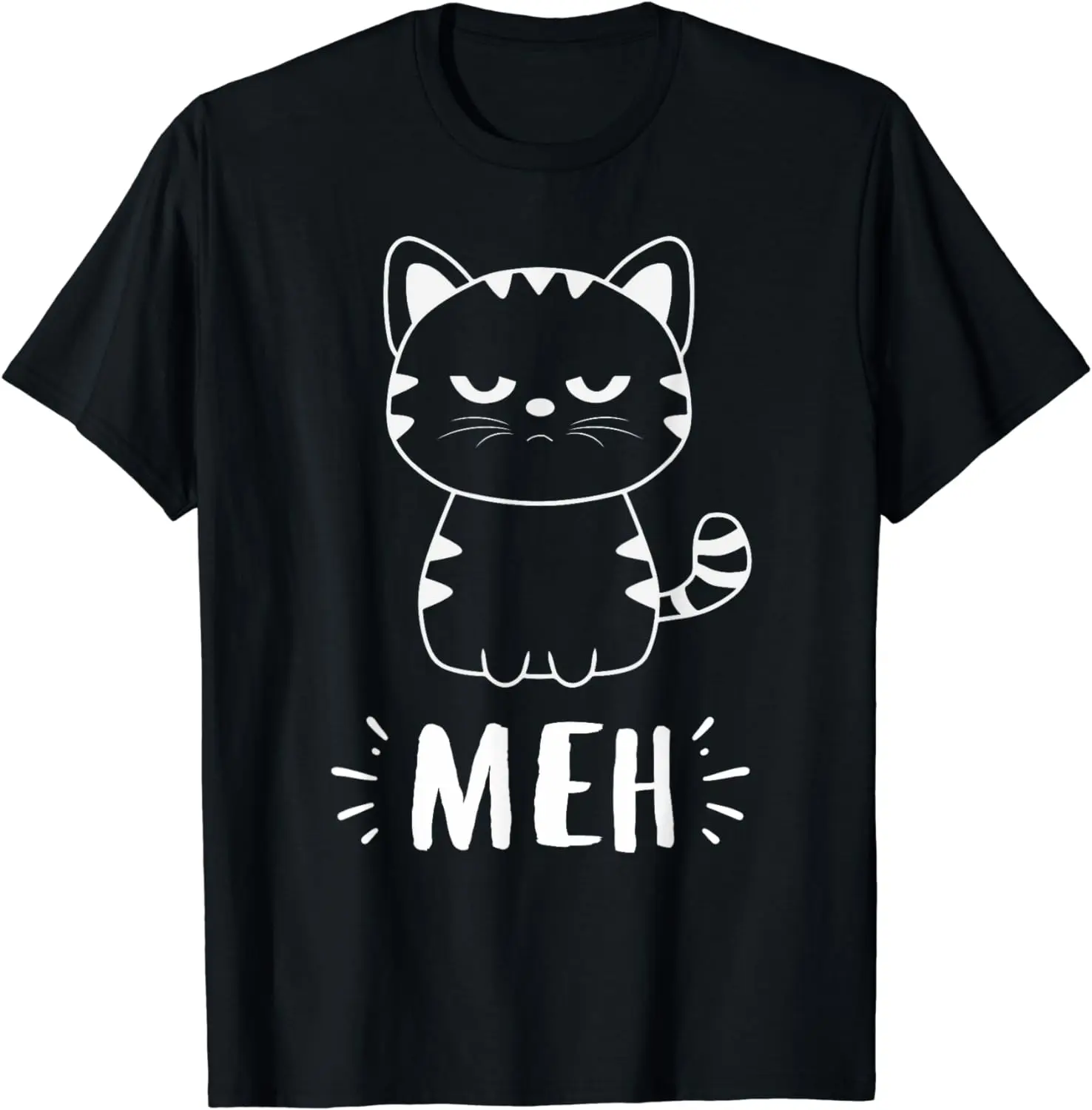 Meowy Cat Lovers Women Girls Meh Cat - Funny Cat T-Shirt  Graphic T Shirts  Men Clothing  Streetwear  Camisas