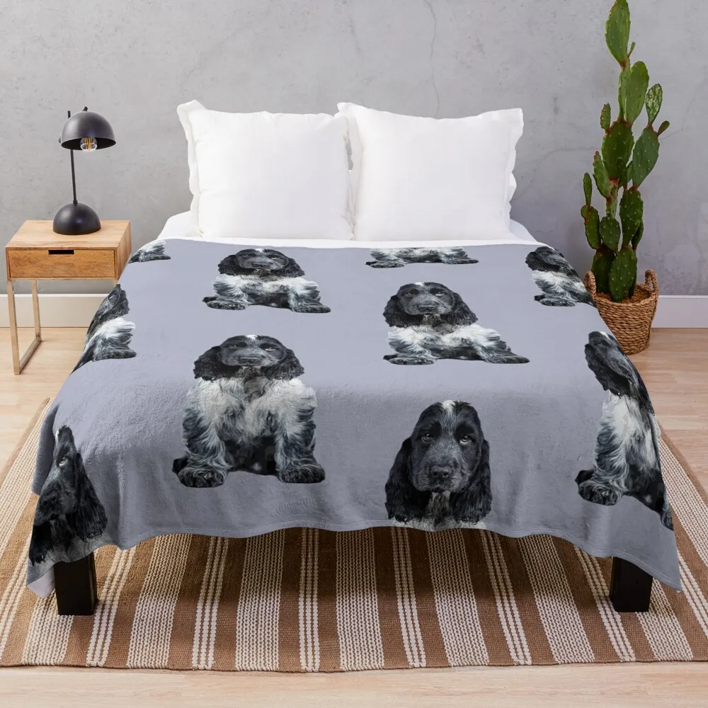 Cocker Spaniel Blue Roan Puppy Dog Throw Blanket Blankets Sofas Of Decoration Shaggy Blanket Sofa Quilt