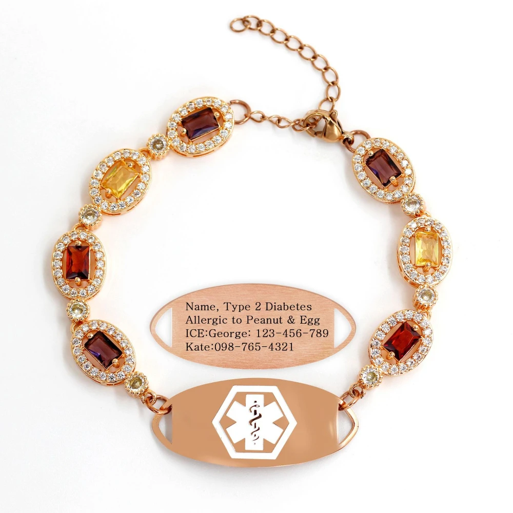 

Personalized Medical Alert Bracelet for Women Customized ID Engraving Emergency Bracelet ID Wristband Decoration Accessories