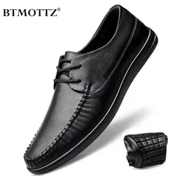 Leather Men Formal Shoes Luxury Brand 2023 Men's Loafers Dress Moccasins Breathable Italian Black Wedding Shoes Plus Size 38-47